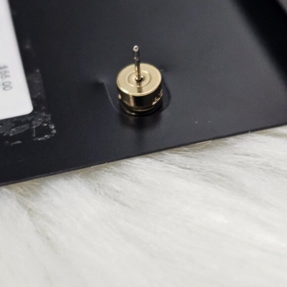 Coach Gold Tone and Oval Crystal Stud Earrings - Picture 5 of 5